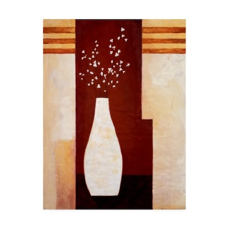 Pablo Esteban 'Slender White Vase And Flowers' Canvas Art,14x19